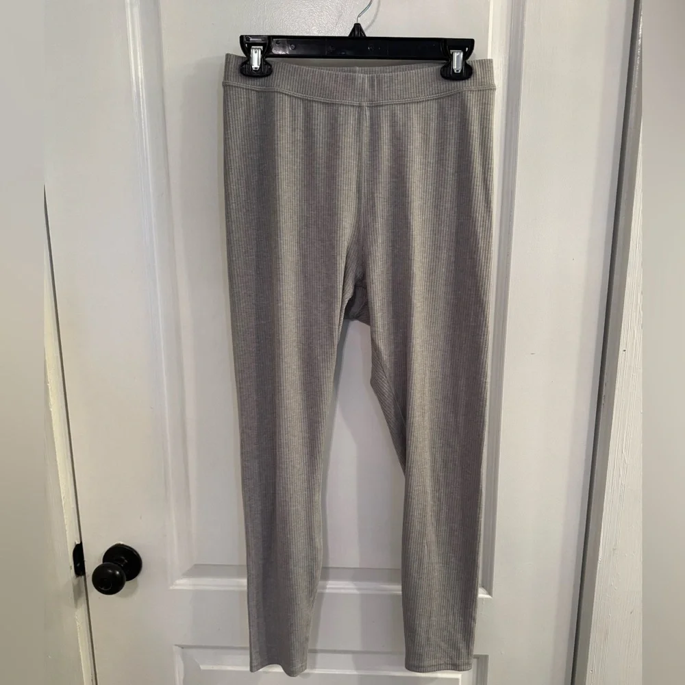 ALO Yoga Ribbed High-Waist 7/8 Blissful Legging Athletic Heather Grey Large